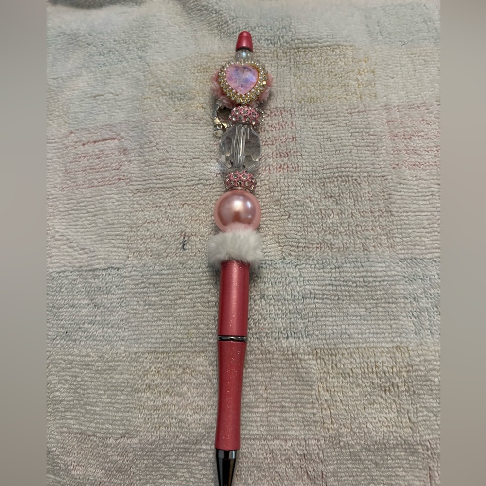 Pink Decorative Pen with Gem Accents